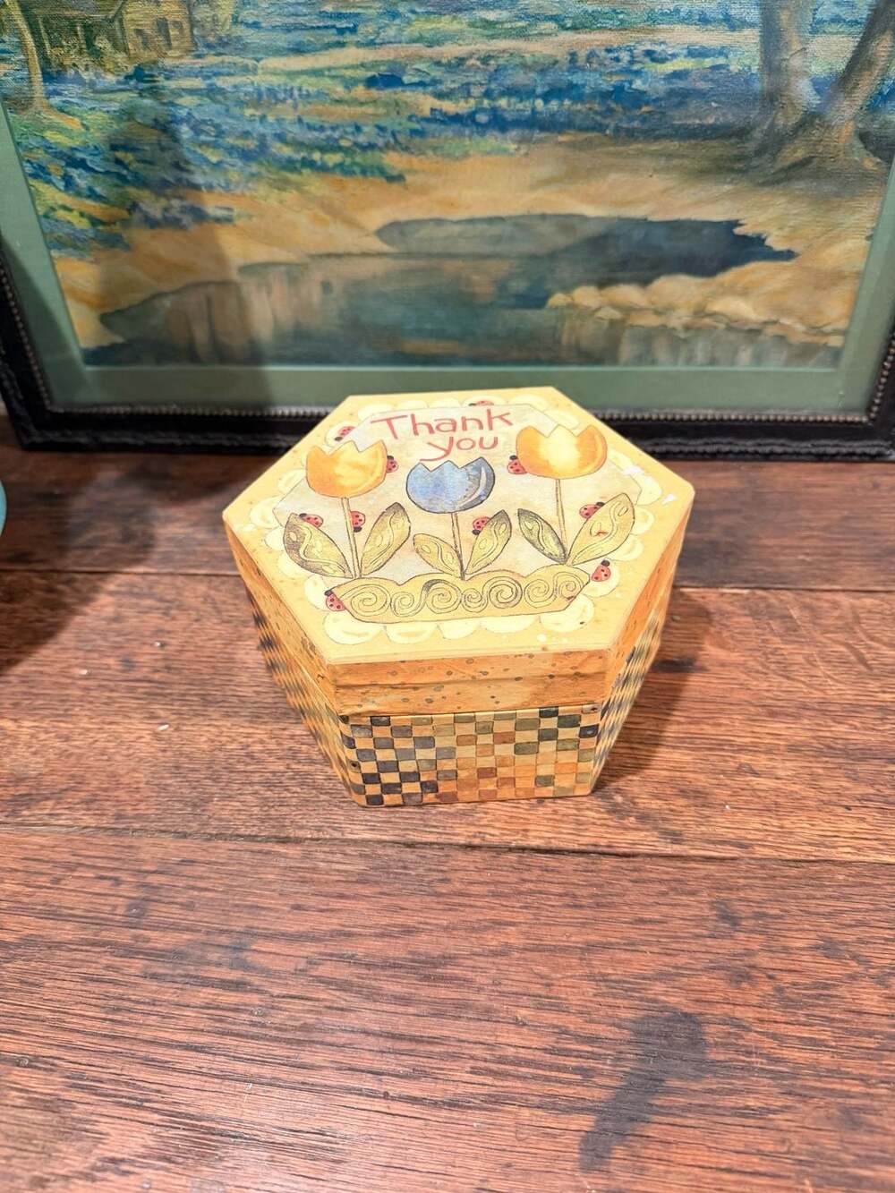 Simple Life Lady Bugs & Blooms Hexagonal Trinket Box by Karen Hillard Crouch